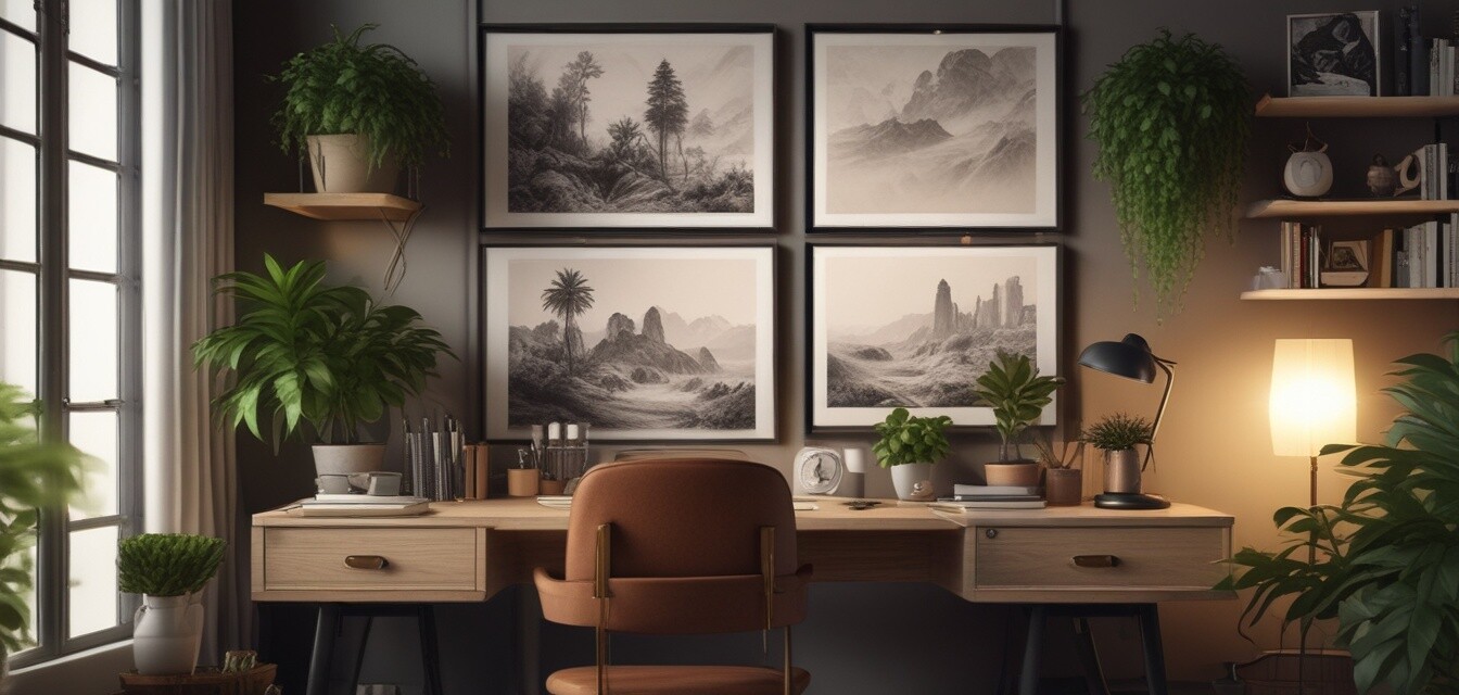 Dekoriertes Home Office